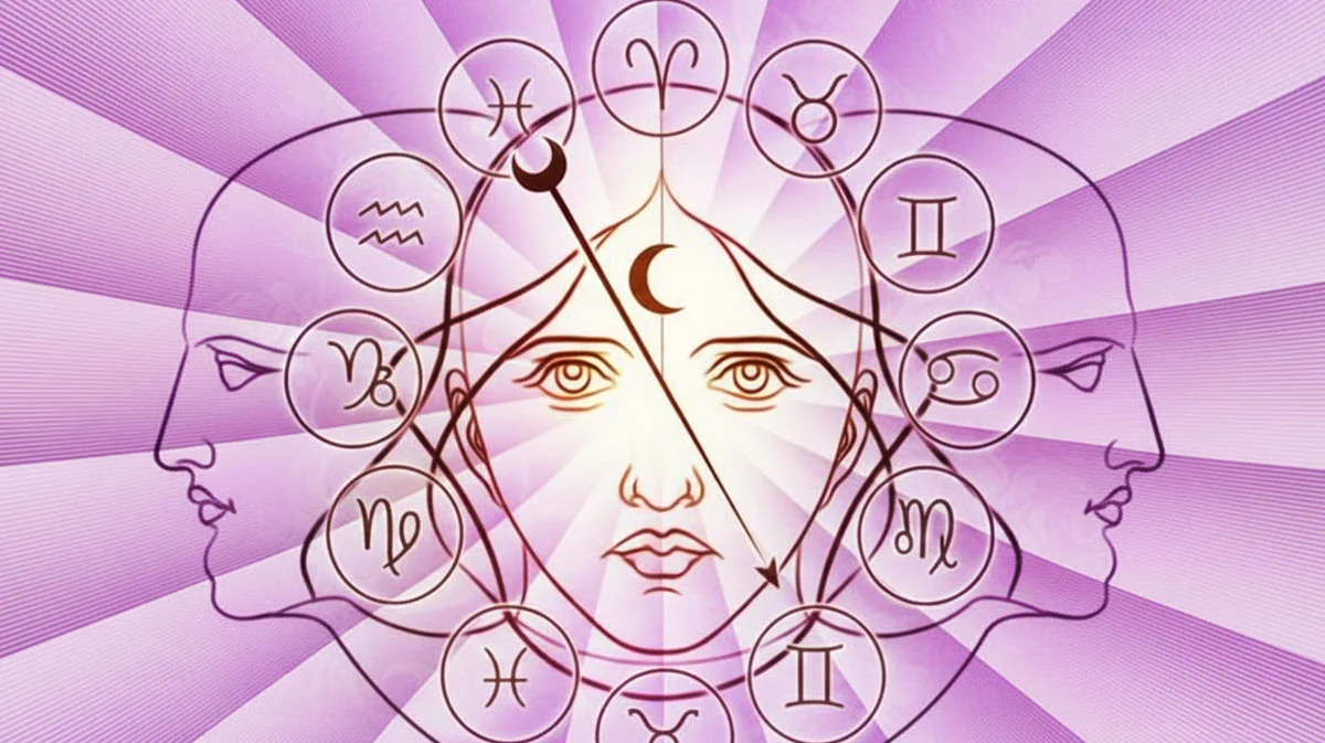 Un círculo del zodiaco con los doce signos, que irradia un concepto de energía o destino kármico y filosófico.