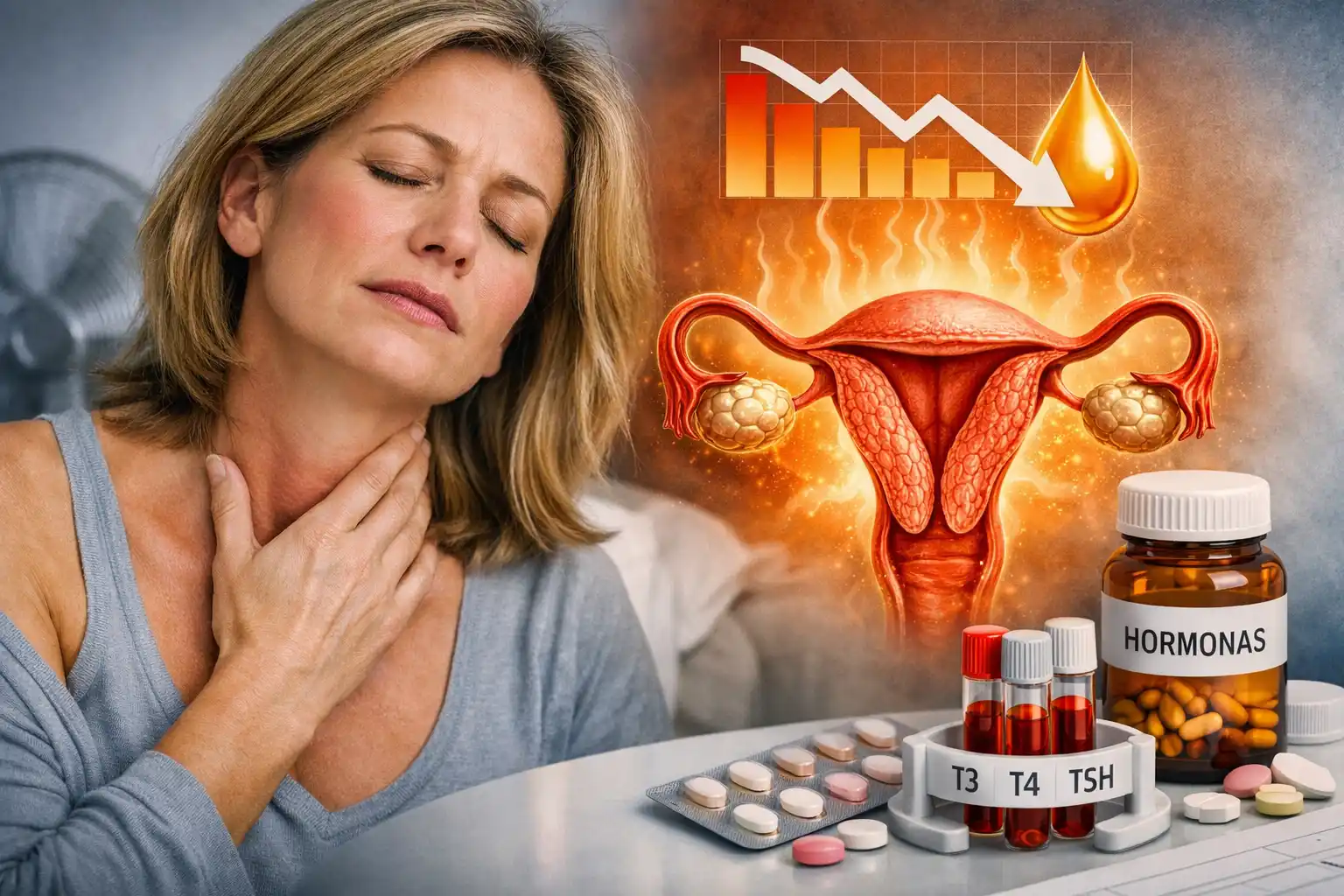 menopausia síntomas remedios sofocos — mujer con calor nocturno y sudores nocturnos
